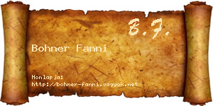 Bohner Fanni névjegykártya